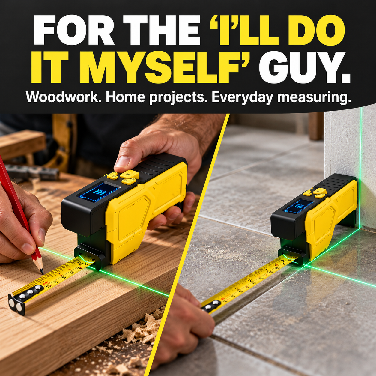 RELMORA SmartMeasure Digital Tape Measure + Laser Guide