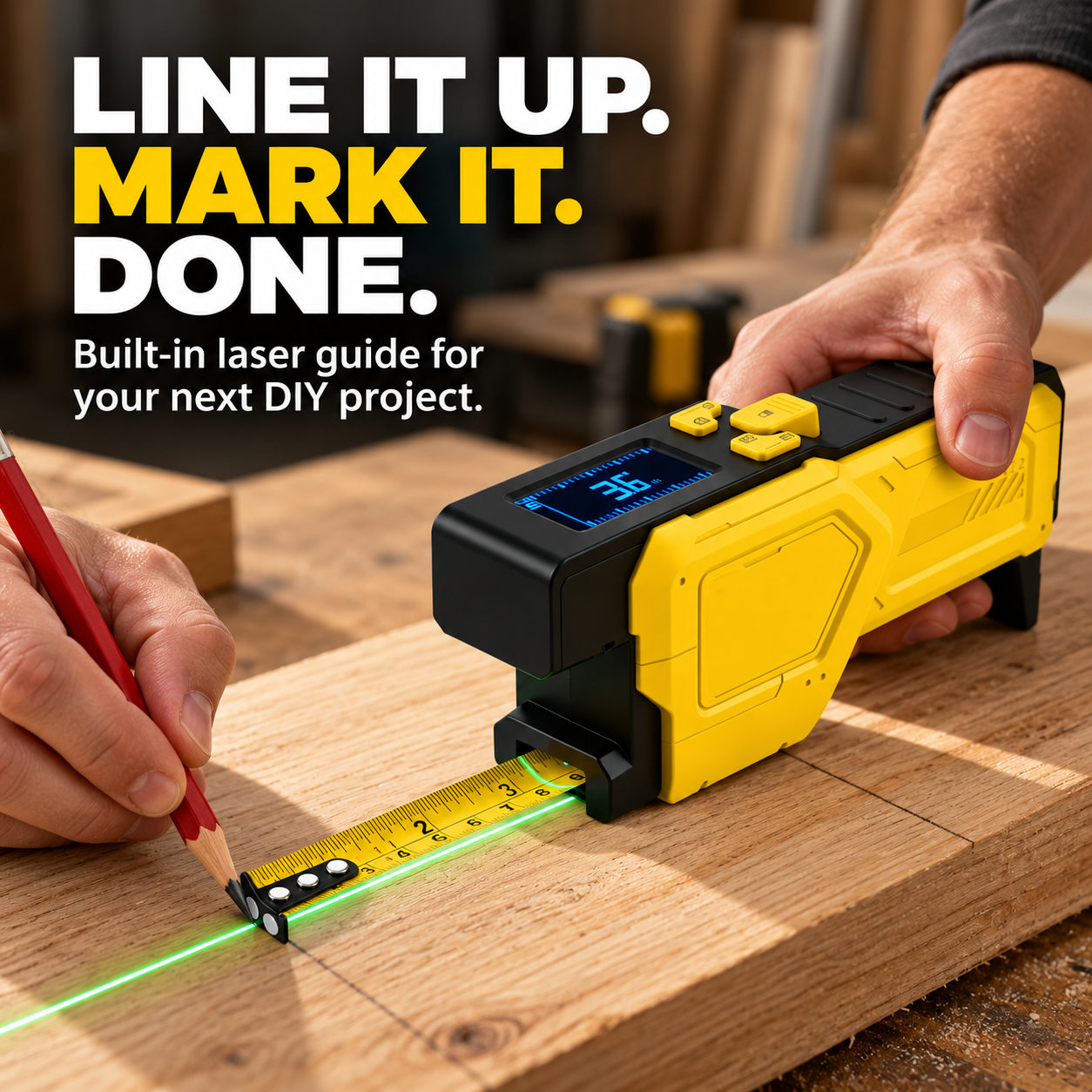 RELMORA SmartMeasure Digital Tape Measure + Laser Guide